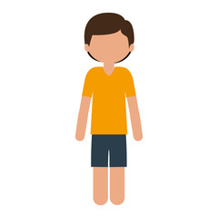 silhouette child with t-shirt and shorts without face vector illustration