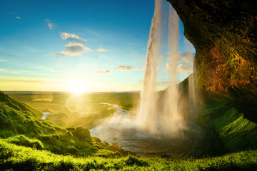 Fototapeta na wymiar Seljalandfoss waterfall in summer time, Iceland