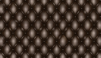 English black genuine leather upholstery, chesterfield style background. 3D rendering