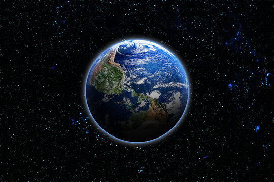 Fototapeta Earth and galaxy. Elements of this image furnished by NASA.