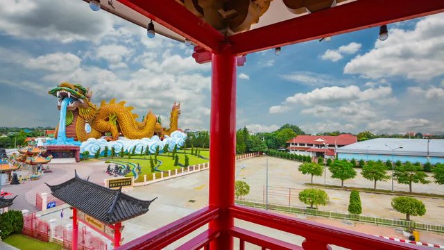 Tower View High Shrine , Dragon statue big Suphanburi,City Pillar Shrine of Suphanburi province and The Giant dragon