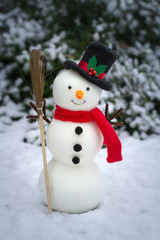 The snowman on snowy ground