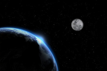 planet earth with moon Elements of this image furnished by NASA