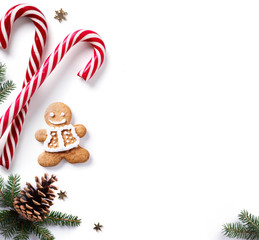 Christmas holiday Decoration element; Christmas  border with fir