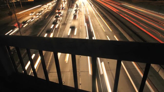 Highway Traffic Night Timelapse Overpass