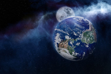 Obraz na płótnie Canvas planet earth with moon Elements of this image furnished by NASA