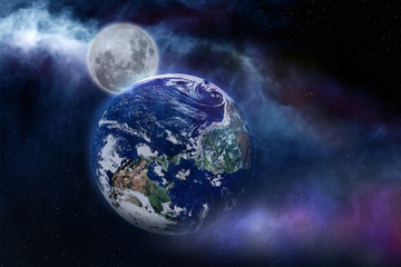 Naklejka na ściany i meble planet earth with moon Elements of this image furnished by NASA