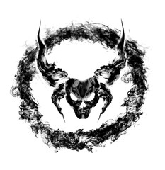 fire devil face on black background