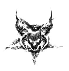 fire devil face on black background