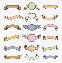 Retro Ribbon Banners Set