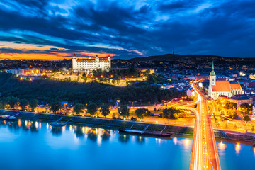 Panorama of Bratislava at Night, Slovakia