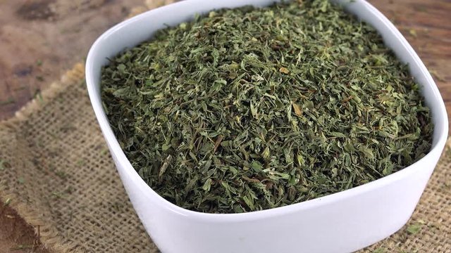 Dried Stevia Leaves (as not loopable rotating 4k UHD footage)