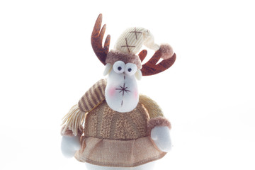Decorative, cute deer. Soft toy. Christmas deer.