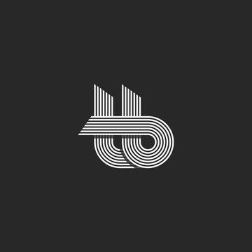 recommend clip art: Letters tb logo parallel lines monogram, combination t b overlapping symbols nifty hipster emblem, black and white design element template