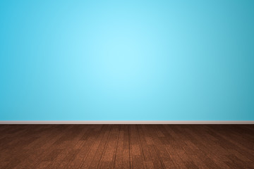 Empty interior light blue room with wooden floor, For display of