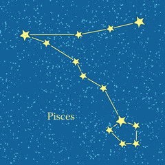 Pisces Zodiac Symbol on Background of Cosmic Sky