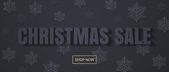 Christmas Sale banner with snowflakes pattern flat design