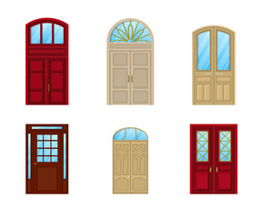 Obraz premium Room door set of icons, interior entrance design