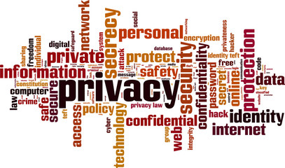 Privacy word cloud concept. Vector illustration