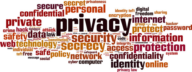 Privacy word cloud concept. Vector illustration