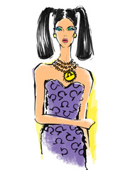 Illustration of Libra astrological sign as a beautiful girl.