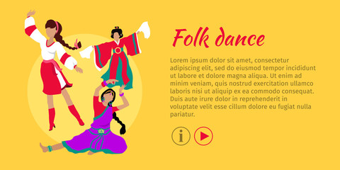 Folk Dance Conceptual Flat Style Vector Web Banner