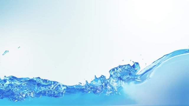 Flowing water. Blue background. Left. Alpha matte.