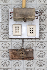 old electric panel - plugs and fuses