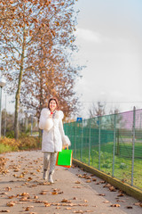 Fototapeta premium woman walking with shopping bags