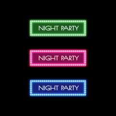 Shining retro light banner with glowing lamps. Vector illustrati