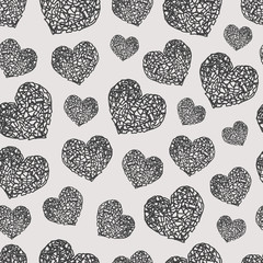 Romantic pattern with painted hearts. Celebratory Event, Valenti