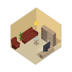 Apartment Illustration in Isometric Projection