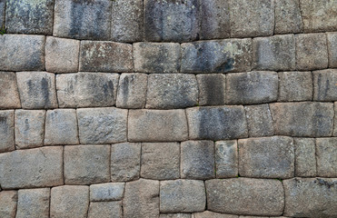 Inca wall in the village Machu-Picchu, Peru, South America