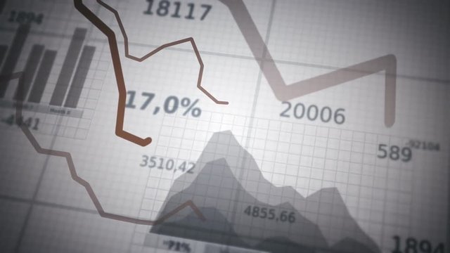 Financial diagrams showing a decreasing tendency.  White-Blue.