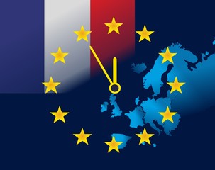 EU and French flag- five minutes to twelve