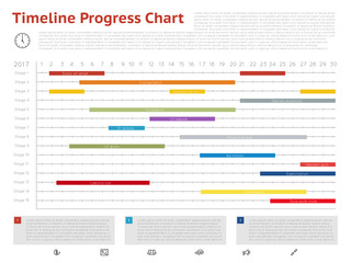 Vector timeline progress graph, gantt chart of project