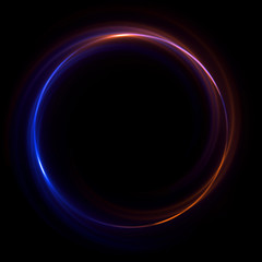 Abstract neon background. luminous swirling bunner. Glowing spiral. 
Shine round frame with light circles light effect. Glowing cover. 
Space for message. Glossy. LED ellipse. Glint