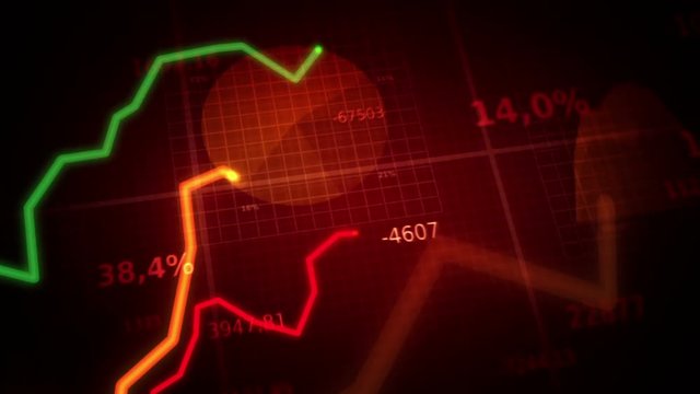 Colorful financial diagrams showing a growing tendency. Red-Green.