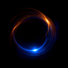 Abstract neon background. luminous swirling bunner. Glowing spiral. 
Shine round frame with light circles light effect. Glowing cover. 
Space for message. Glossy. LED ellipse. Glint