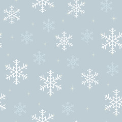 Naklejka na ściany i meble Seamless pattern snowflakes blue, vector