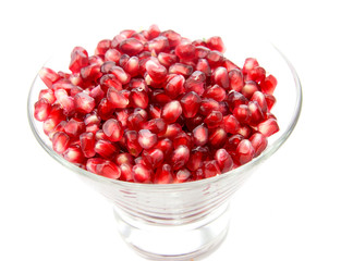 Ripe pomegranate fruit isolated on white background cutout, fresh garnet