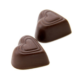 Chocolate candies isolated on white background.