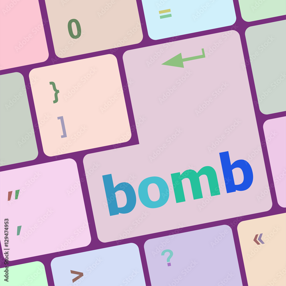 Poster bomb button on computer pc keyboard key
