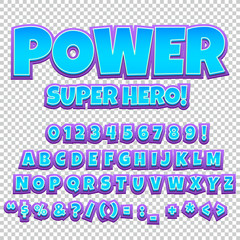 Creative high detail comic font. Alphabet of comics, pop art.