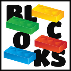 Construction toy cubes. Connector bricks