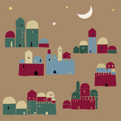 Middle East Town, Old City, Vector illustration