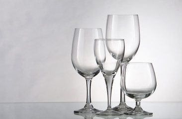 Glassware against black and white background