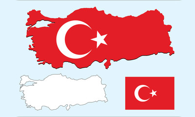 vector background of turkey map and flag