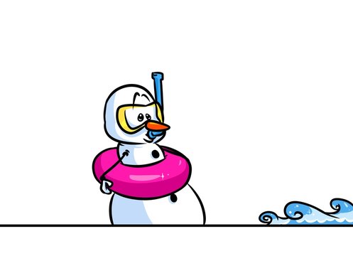 Christmas snowman character swimmer cartoon illustration isolated image