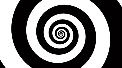 Black and white spiral Optical illusion illustration, abstract background graphics asset, Hypnotising whirlpool effect - obrazy, fototapety, plakaty